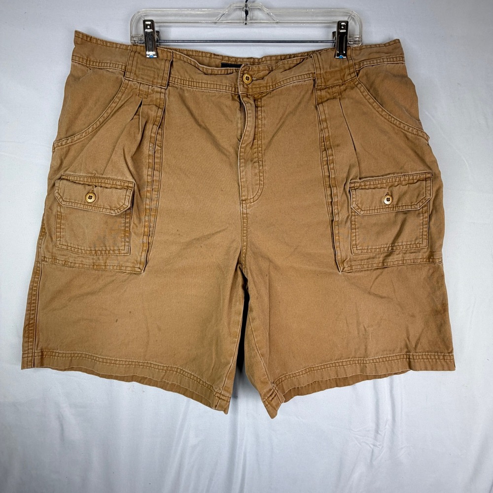 Cabelas Mens Cargo Shorts Tan Brown Size 40 Cotton Canvas Outdoor Hiking 1779